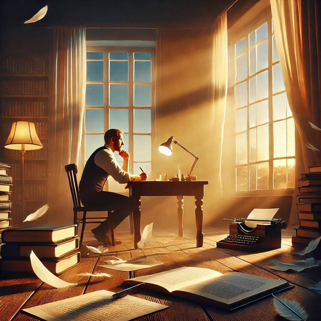 AI Generated image of a man looking out the window